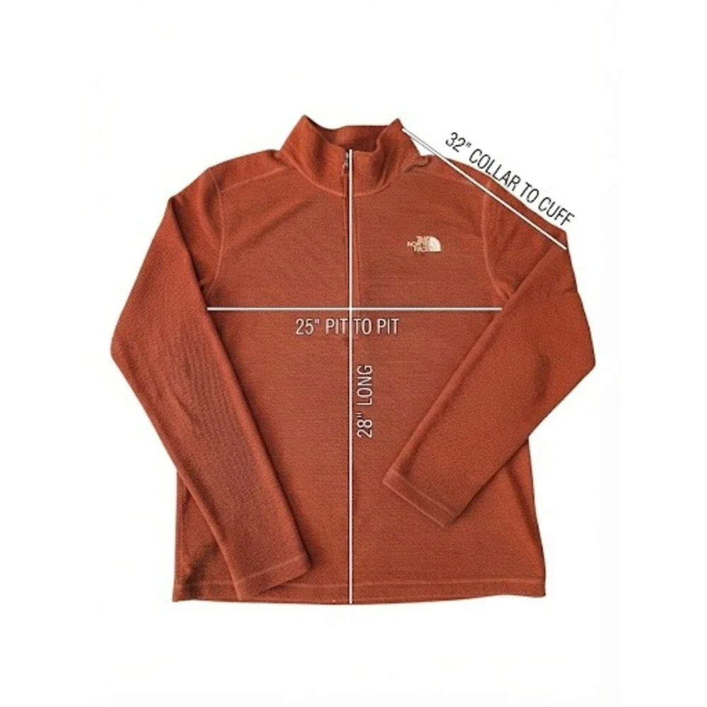 The North Face Mens XL Orange Textured Waffle Fleece Quarter Zip Pullover Jacket